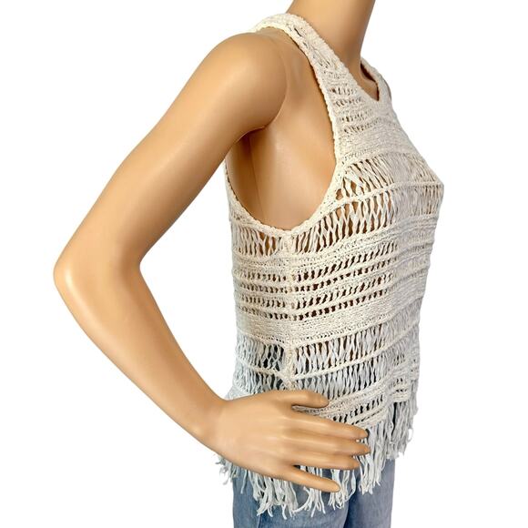 2/$15 American Eagle Crochet Fringe Tank Top Ivory Size XS - Picture 3 of 7